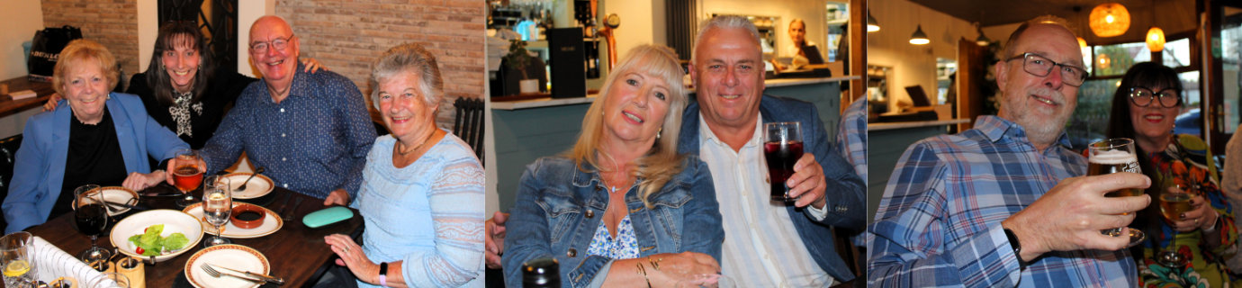 Pictured left from left to right, are: Denise Smith, Katrina Heaviside, Ted Rhodes and Glenda Rhodes. Pictured centre, are: Gina and John Topping. Pictured left are: Grahame and Hazel Whattam.