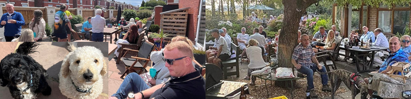 Pictured left: Brethren and their families enjoy food, drink and catching up over the summer recess at first barbeque. Inset: Pooches await their treat. Pictured right: Yet again the weather was perfect for a summer second barbeque.