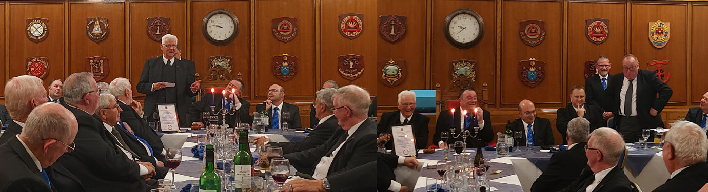 Pictured left: Ray Firth returns thanks. Pictured right: visitor Alan Elstone poses for the camera.