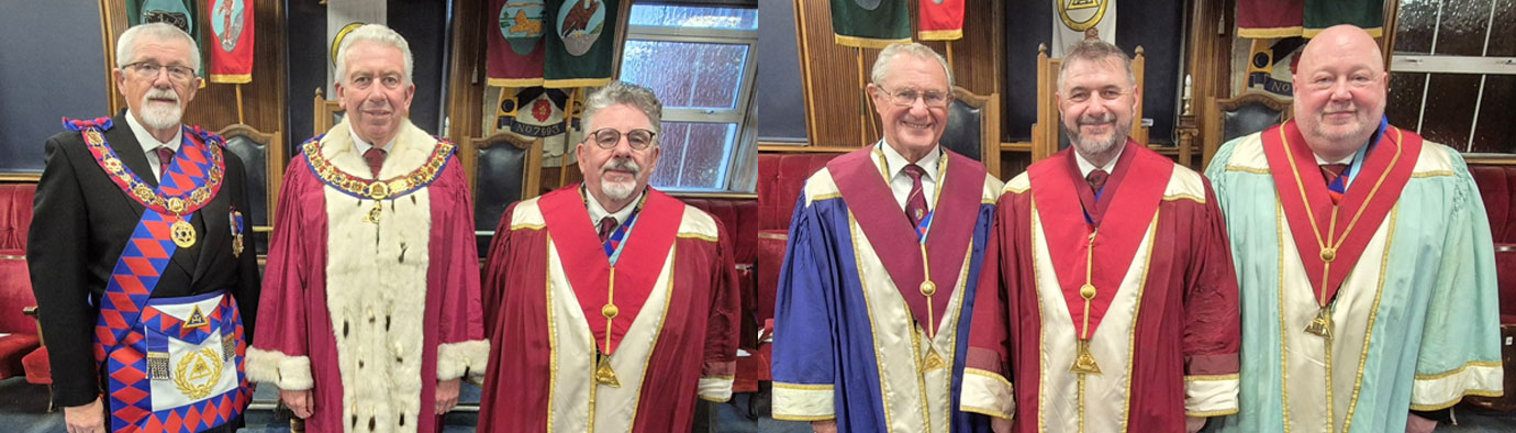 Pictured left from left to right, are: David Barr, Mark Matthews and Robin Andrews-Morris. Pictured right from left to right, are the new principals: Michael Harrison, Rob Fitzsimmons and Jason Hengler.