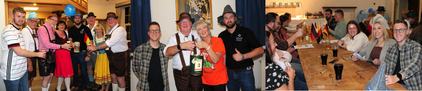 Pictured left, are: attendees assembling by the bar. Pictured centre from left to right, are: Jordan Brown, Dave McKee, Gina Topping, David Jenkinson. Pictured right, are: Jordan Brown (right) with family and friends.