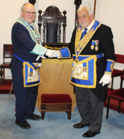 Barry Dickinson (right) congratulates Stephen Golding.
