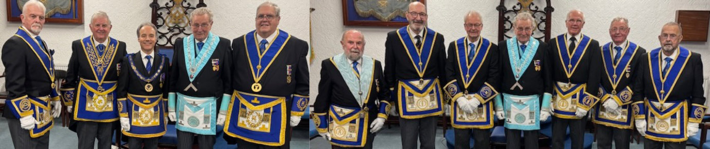 Pictured left from left to right, are: David Hargreaves, Stewart Seddon, Jonathan Heaton, John Sidgreaves and Neil Ward. Pictured right, from left to right, are: Michael Hughes, Ralph Heyes, Trevor Partington, John Sidgreaves, Frant Hunt, Raymond Cookson and Michael Norris.