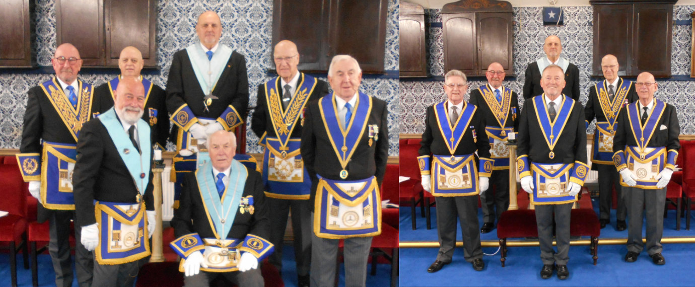 Pictured left from left to right, are: back row Neil Pedder, David Atkinson, Kevin Fynn and Stephen Walls, front row Bob Rowland, Eirwyn Jones and Ken Bradley. Pictured right from left to right, are: back row Neil Pedder, Kevin Flynn, Stephen Walls, front row Colin Rowan, Paul Sinclair and Arthur Monk.