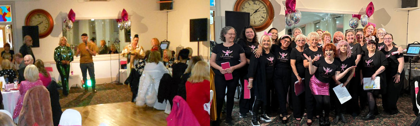 Pictured left: Paula Johnson and Anthony Jones (centre) introduce thew event. Pictured right: Liver Bird Choir. Pictured left: Paula Johnson and Anthony Jones (centre) introduce thew event. Pictured right: Liver Bird Choir.