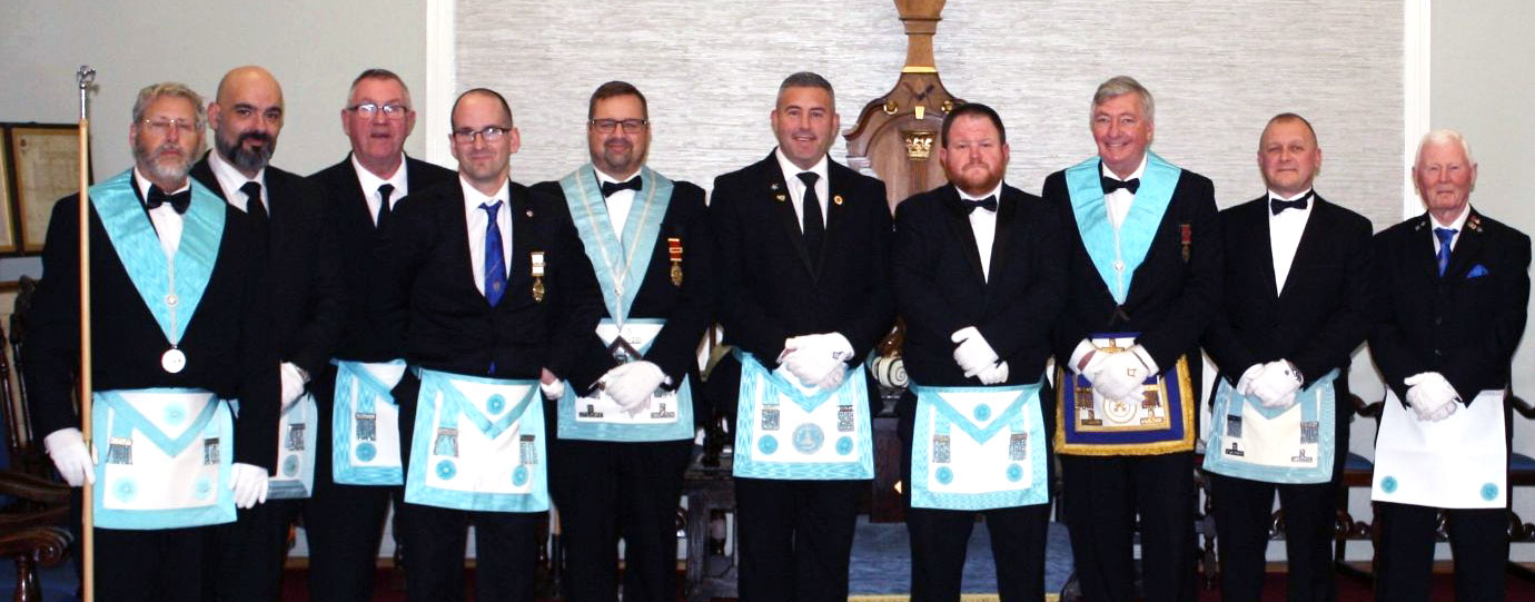 Members of the Light Blue Club with the WM Thomas Chambers Snr (third right).