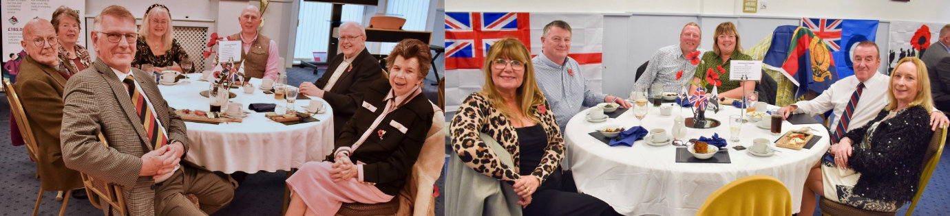 Pictured left from left to right, are: Harry Rowbotham, Stacey Rowbotham, David Rowbotham, Linda Joyce, Chris Noden, Tony Blundell and Linda Rowbotham. Pictured right from left to right, are: Fran and Derek Ginger, Andy and Sarah Greenlees with Paul and Julie Reynolds