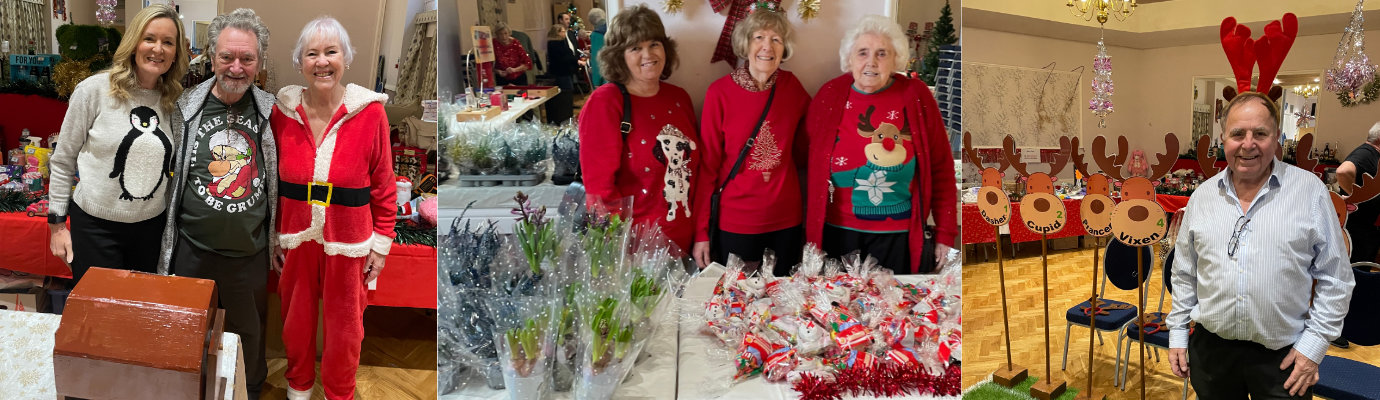 Pictured left from left to right, are: Sarah Gibson, Ken Rouse and Barbara Rouse. Pictured centre from left to right, are: Yvonne Haslam, Sadie Dougan and Vicky Tasker. Pictured right, are: Graham Chambers and his reindeer race.
