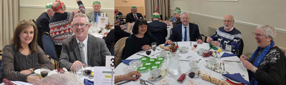 Pictured left: Chris Gray (right) and Hayley Gray. Pictured right: Guests enjoying the Christmas entertainment.