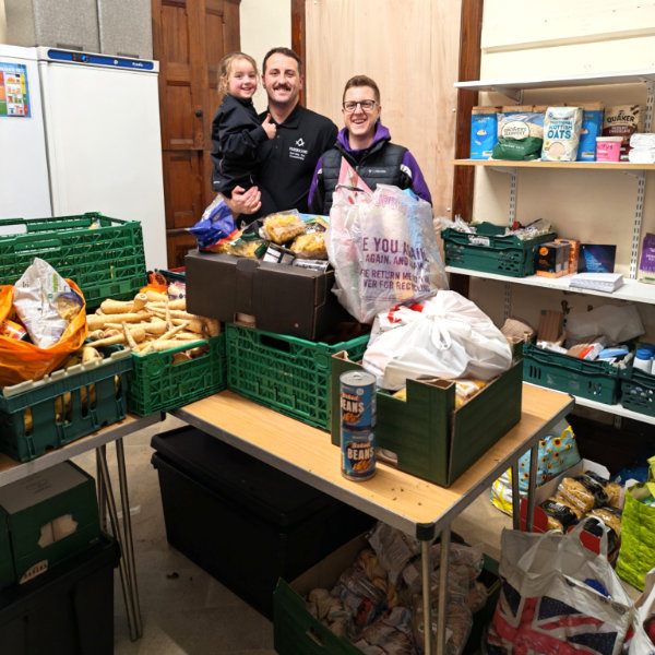 Pictured from left to right, are: David Jenkinson and Jordan Brown delivering food to Wes’ Cafe.