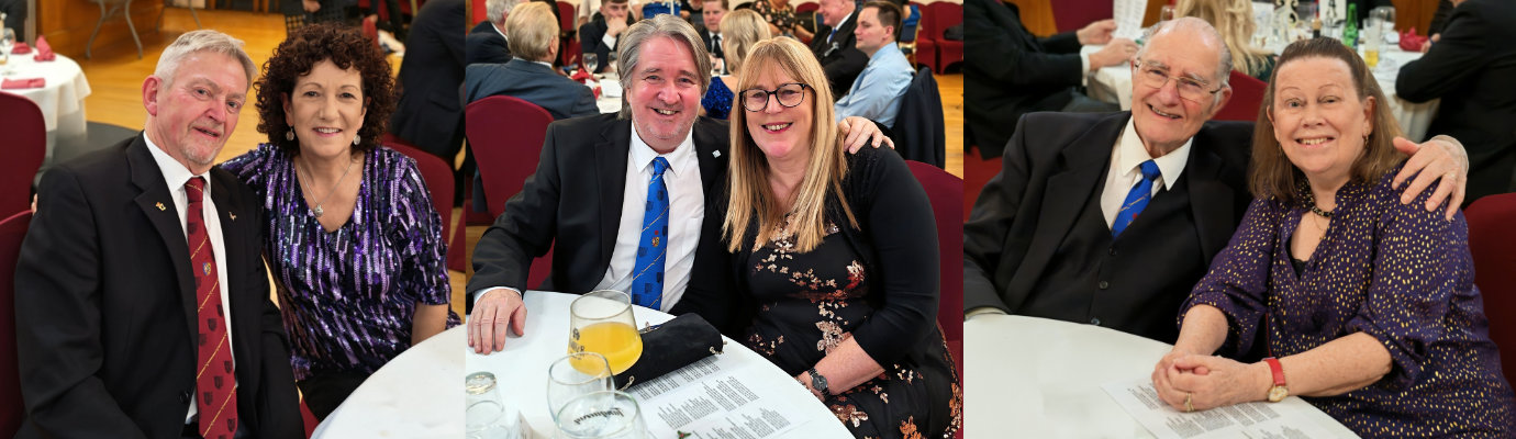 Pictured left, are: Ian Stirling (left) and wife, Carolyn. Pictured centre, are: Joe Shaw (left) and wife, Caz. Pictured right, are: Mike Boxall (left) and wife, Elisabeth.