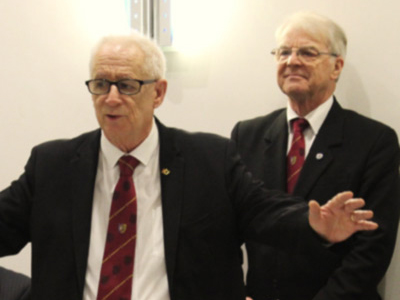 Stuart (left) responding to his toast. 