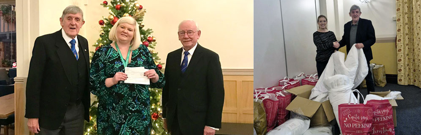 Pictured left from left to right, are: John Tyrer, Nicola Henshaw and John McIntrye. Pictured right: Jo Wilkinson (left) and John Tyrer.