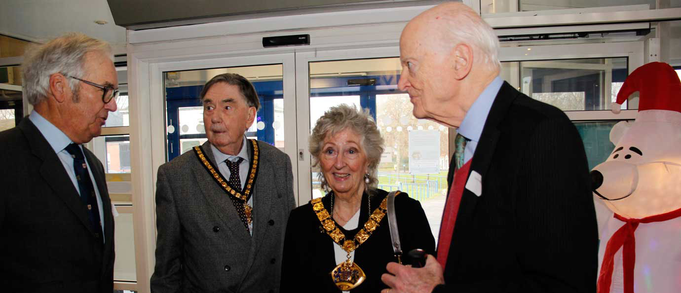 Pictured from left to right are: Peter Gossage (Patron of the Catalyst Museum), Peter Lloyd-Jones, Cllr Martha Lloyd-Jones and Sir Hugo Brunner.