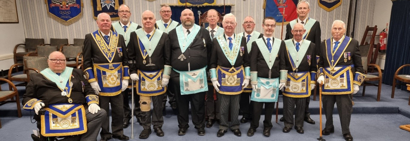 Brethren of Tithebarn Lodge, pictured from left to right, are: Peter Weller, Duncan Smith, Grahame Whattam, Shaun Keane, Ken Greenwood, Steve Bruce, Jacques Brown, Keith Jackson, Len Wiseman, Mel Ashe, Clive Gitsham, Alan Mitchell and Stuart Sager