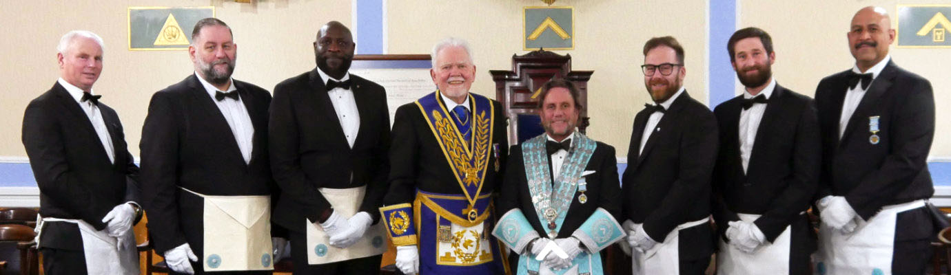 David Randerson (centre left) and Andrew Bradshaw with the entered apprentices and fellow crafts of Blackpool Lodge. David Randerson (centre left) and Andrew Bradshaw with the entered apprentices and fellow crafts of Blackpool Lodge.
