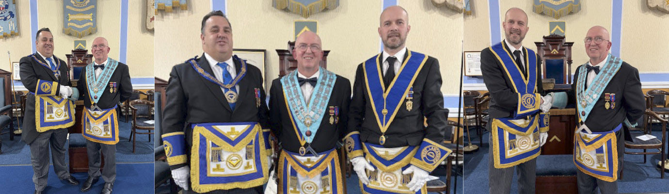 Pictured left: Michael Tax (left) with Colin Rodgers. Pictured centre from left to right, are: Michael Tax, Colin Rodgers and Richard Gosling. Pictured right: Richard Gosling (left) with Colin Rodgers.