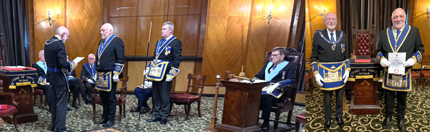 Pictured left: John James (left) presents the 50 years certificate to Stephen Senneck. Pictured right: John James (left) and Stephen Senneck proudly displaying his certificate.