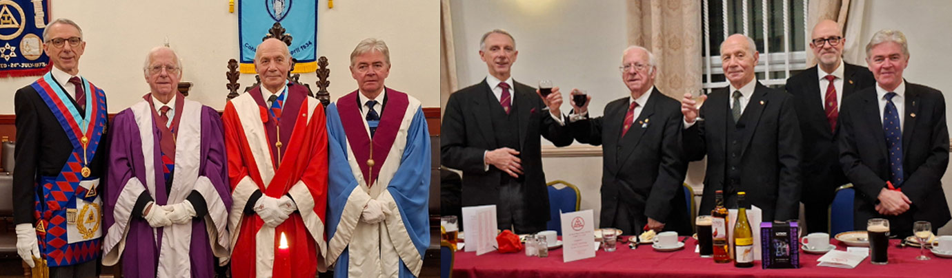 Pictured left from left to right, are: Graham Williams, David Spear, Albert Hogg and Stephen White. Pictured right: Graham Williams (left) receives a toast from the three principals, under the watchful eye of the DC Steven Williams (second right). Pictured left from left to right, are: Graham Williams, David Spear, Albert Hogg and Stephen White. Pictured right: Graham Williams (left) receives a toast from the three principals, under the watchful eye of the DC Steven Williams (second right).
