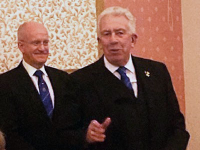 Mark (right) responding to his toast.