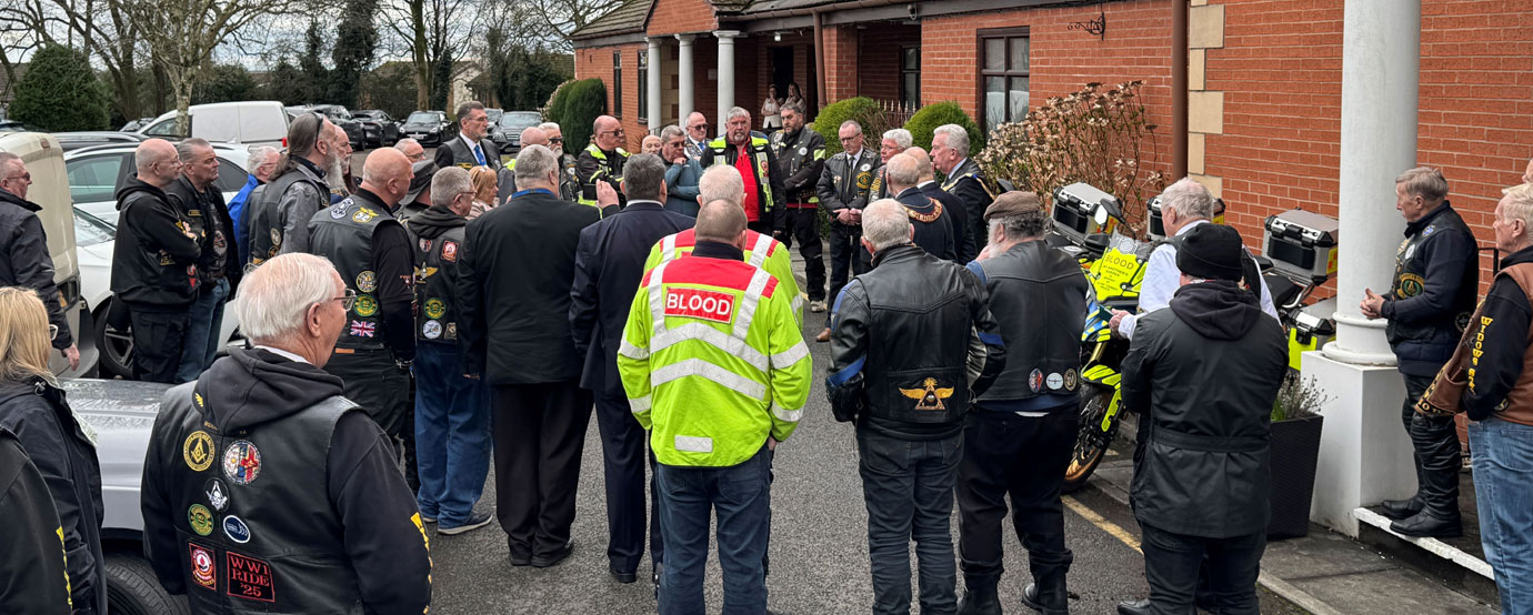 The brethren gather for the presentation. The brethren gather for the presentation.