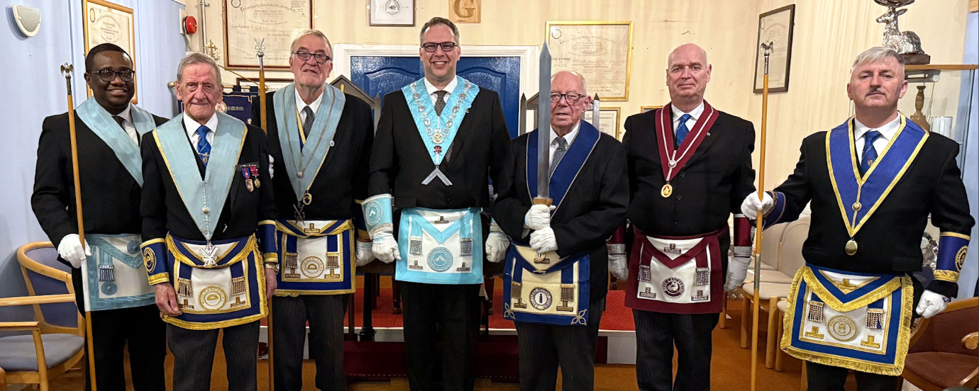 David Hichmough with members of Centurions of Merseyside Coronation Lodge.