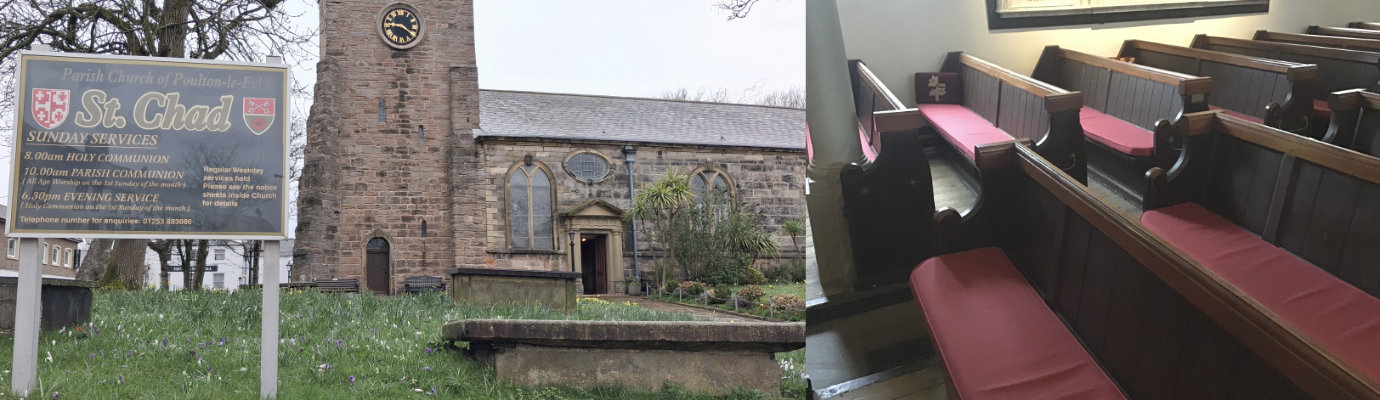 Pictured left: St Chad’s Church with the springtime daffodils and crocuses. Pictured right: pews with new replacement cushions. Pictured left: St Chad’s Church with the springtime daffodils and crocuses. Pictured right: pews with new replacement cushions.