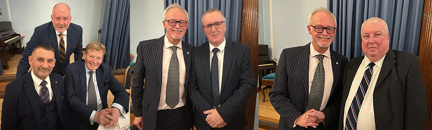 Pictured left from left to right, are: David Thomas, Jez Williams and Kevin Poynton. Pictured centre: Phil Stock (left) and Eddie Thompson. Pictured right: Phil Stock (left) and Iain Brown.