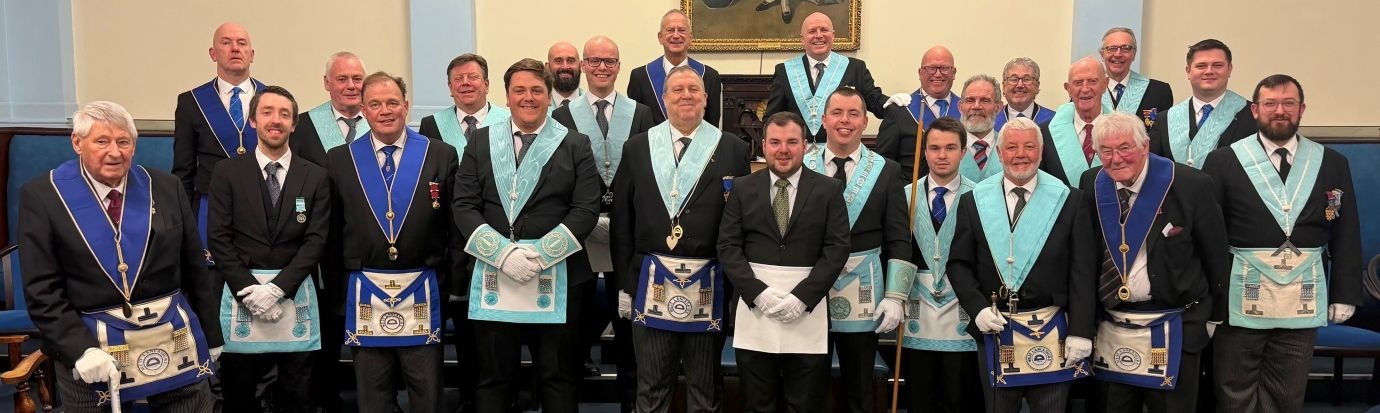 Michael centred by his band of new brothers.