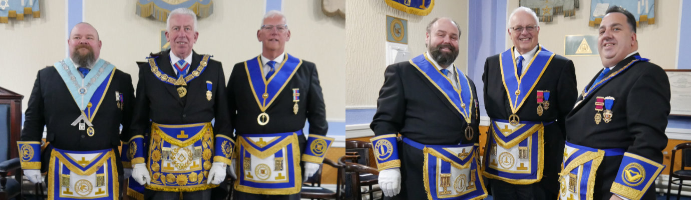 Pictured left from left to right, are: Wayne Beacher, Mark Matthews and Neil Higgins. Pictured right, from left to right, are: Ezra McGowan, John Reynolds and Michael Tax.