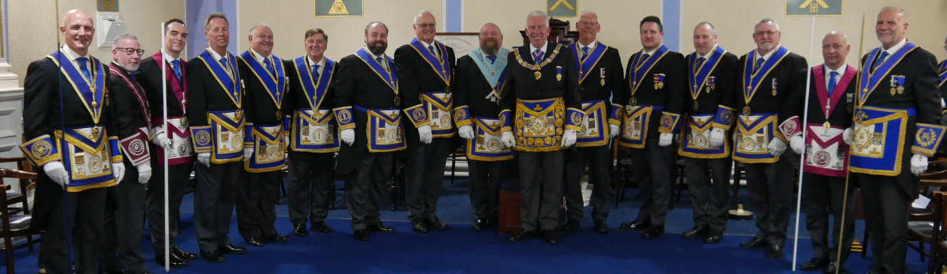 Mark Matthews (centre) with the acting Provincial grand officers.