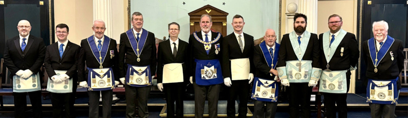 Frank Umbers (centre) with members of Anfield Lodge who performed the ceremony.