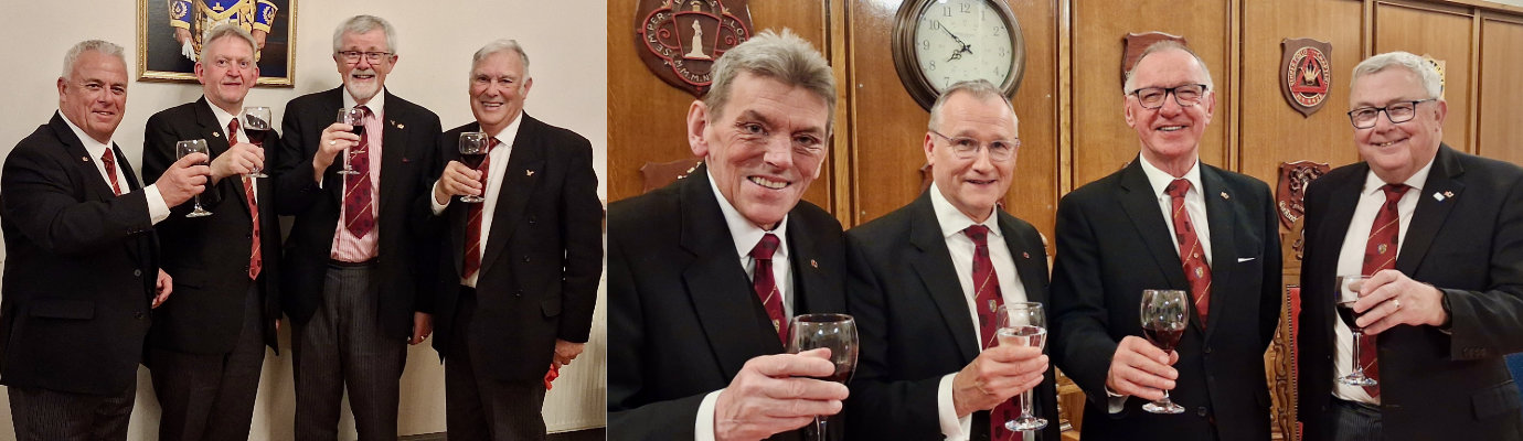 Pictured left from left to right, are: John Topping, Ian Stirling, Dave Barr and Roger Perry. Pictured right from left to right, are: Ian Park, Ian Sanderson, John Robbie Porter and Jim Gregson.