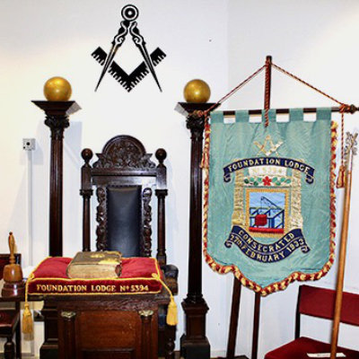 Foundation Lodge cushion and banner.