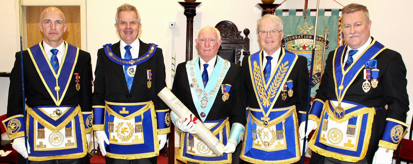 Pictured from left to right, are: Brian Cambridge, Stuart Sutherland Boyd, Philip Rampling, David Durling and David Boyes.