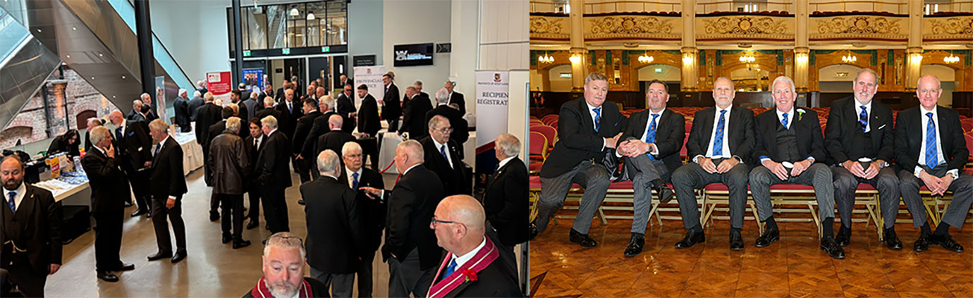 Pictured left: Brethren gathered for a chat on arrival. Pictured right: Calm before the storm, left to right, are: Dave Boyes, Greg Pinnigton, Barry Fitzgerald, Mark Matthews, Frank Umbers and Peter Littlehales.