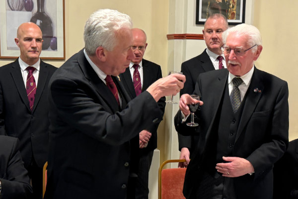 Mark Matthews toasts Bob Skelly