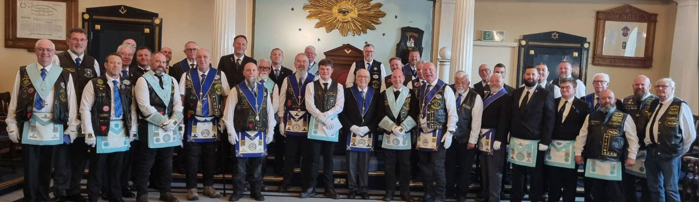 Andrew, George and David (centre) with the brethren of the lodge and guests. Andrew, George and David (centre) with the brethren of the lodge and guests.