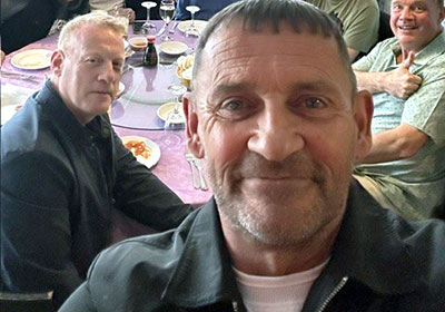 David Thomas takes a selfie in the restaurant with group secretary Dean Walters (left), and event organiser Alister Sainter (right) David Thomas takes a selfie in the restaurant with group secretary Dean Walters (left), and event organiser Alister Sainter (right)