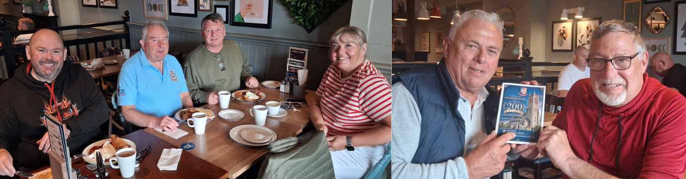 Pictured left from left to right, are: Mark Mallinson, Martin Poole, Derek Ginger and Sarah Greenlees. Pictured right: John Topping (left) discussing the 200-year celebrations with Ian Fell.