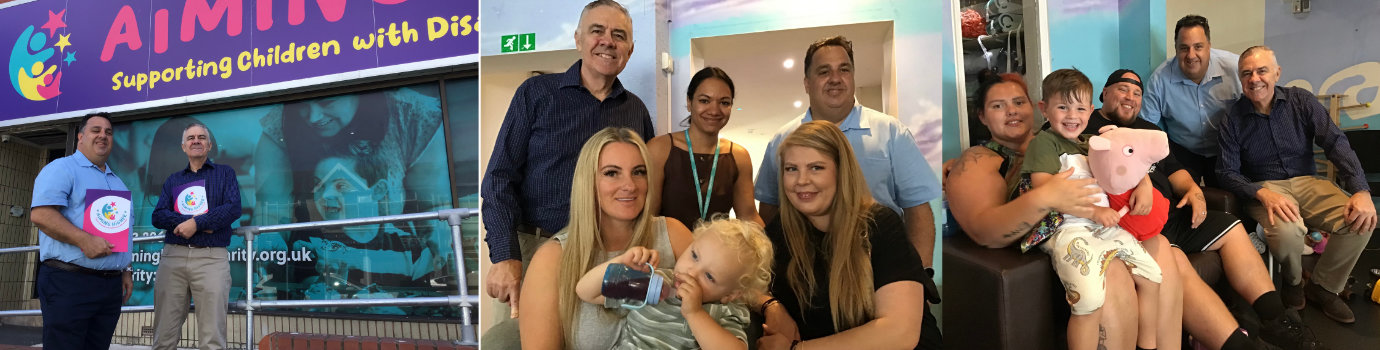 Pictured left, are: Michael Tax (left) and Stephen Jelly outside Aiming Higher. Pictured centre from left to right, are: (standing) Stephen Jelly, Latoya Sykes and Michael Tax. (seated) Kerry, William and Sarah. Pictured right are the Stevens family, from left to right, are: Victoria, Elbie (3), Steve, Michael Tax and Stephen Jelly. Pictured left, are: Michael Tax (left) and Stephen Jelly outside Aiming Higher. Pictured centre from left to right, are: (standing) Stephen Jelly, Latoya Sykes and Michael Tax. (seated) Kerry, William and Sarah. Pictured right are the Stevens family, from left to right, are: Victoria, Elbie (3), Steve, Michael Tax and Stephen Jelly.