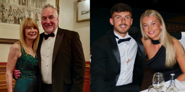 Pictured left, are: Pam Sutton and Martin Clements. Pictured right, are: William Major and Lilly Cross. 