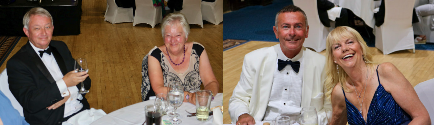 Pictured left, are: Sir Peter Roscow and Pauline Southern. Pictured right, are: Gordon Major and Ali Major.