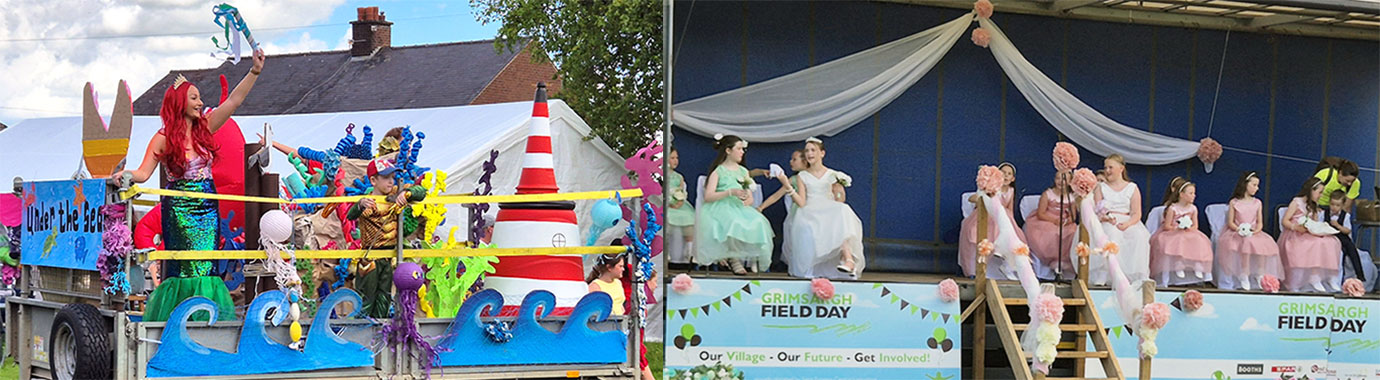 Pictured left: One of the colourful floats. Pictured right; Rose Queen’s float. Pictured left: One of the colourful floats. Pictured right; Rose Queen’s float.