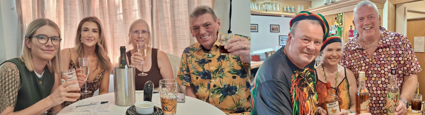 Pictured left: the Park family enjoying their drinks. Pictured right from left to right, are: John Nicholls, Pamela Nicholls and Juan Topping. Pictured left: the Park family enjoying their drinks. Pictured right from left to right, are: John Nicholls, Pamela Nicholls and Juan Topping.