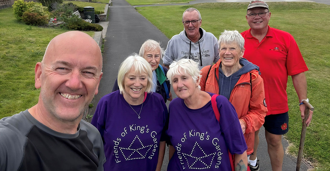 Pictured from left to right, are: Richard Jenkinson, Eddie Thompson and Alister Sainter with Judy Rudge and the Friends of Kings Gardens volunteers. Pictured from left to right, are: Richard Jenkinson, Eddie Thompson and Alister Sainter with Judy Rudge and the Friends of Kings Gardens volunteers.