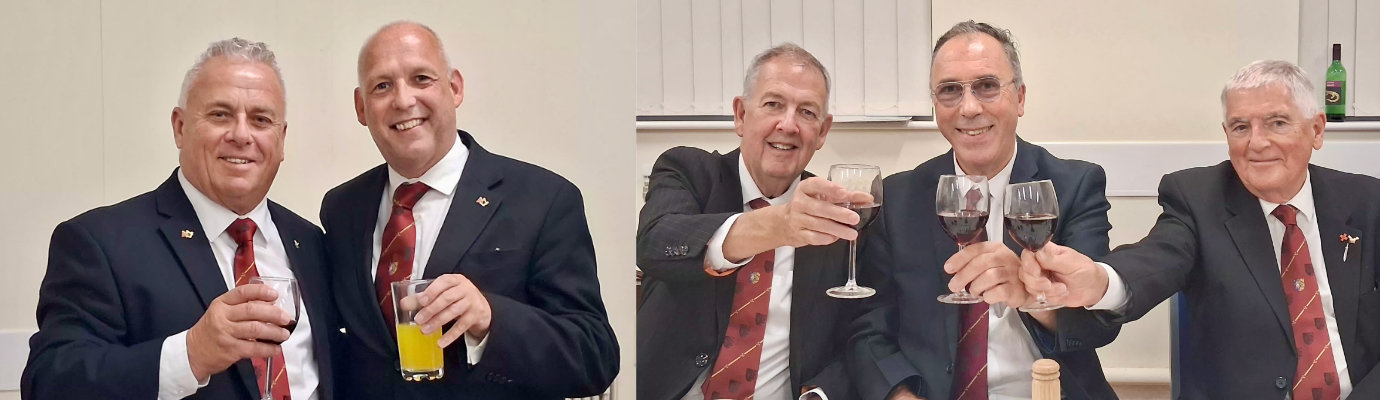 Pictured left: John Topping (left) with Mike Fox. Pictured right from left to right, are: Garry Fishwick, Brian King and Chris Blackwell
