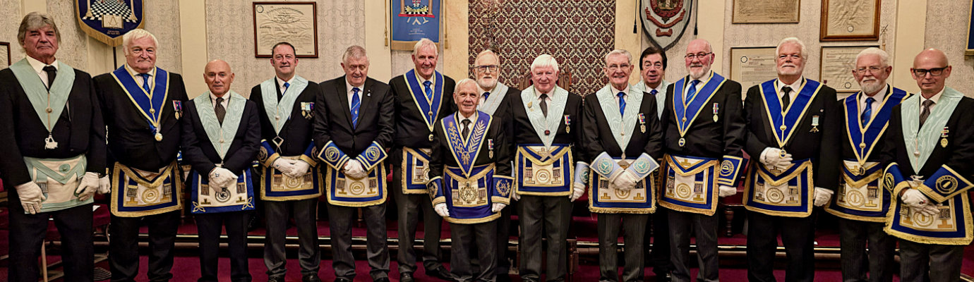Alan Jones (centre) and the brethren of Thurston Lodge assembled for the special celebration. Alan Jones (centre) and the brethren of Thurston Lodge assembled for the special celebration.