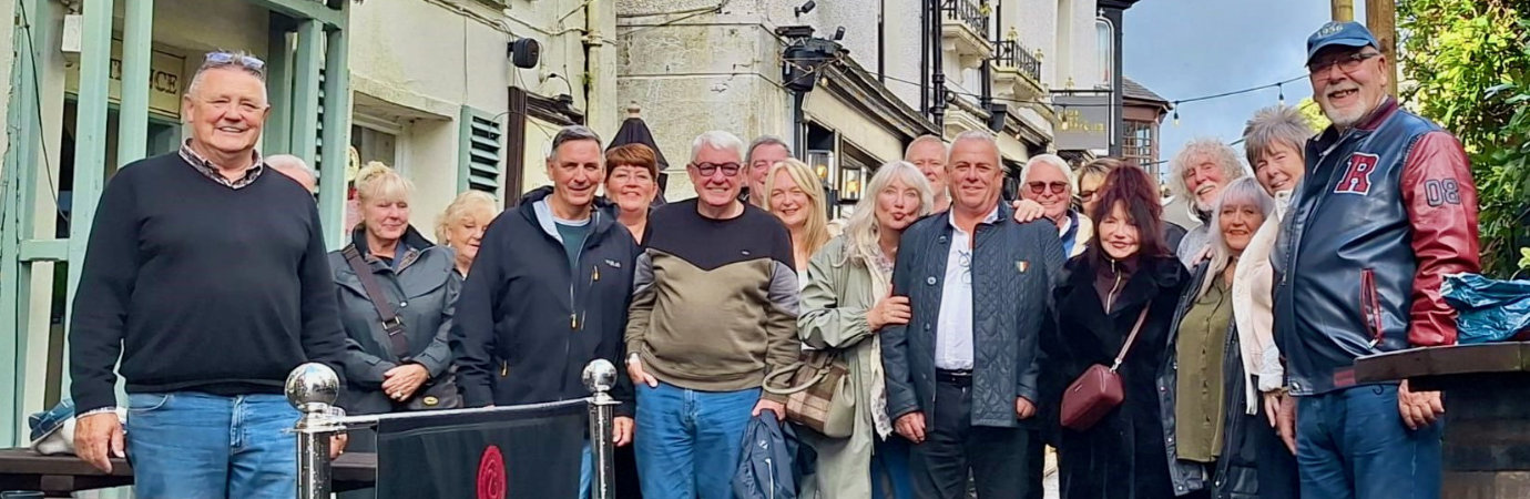 Mark ‘Bomber’ Clifford (left) with brethren and guests outside the Stags Head Hotel. Mark ‘Bomber’ Clifford (left) with brethren and guests outside the Stags Head Hotel.
