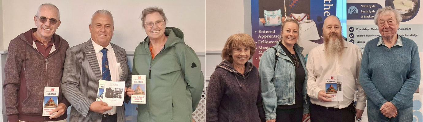 Pictured left are: John Topping (centre) with Steven and Christine Riddles of Huddersfield. Pictured right, are: Peter Dunn (centre right) with the Palmer family from Penwortham, Preston.